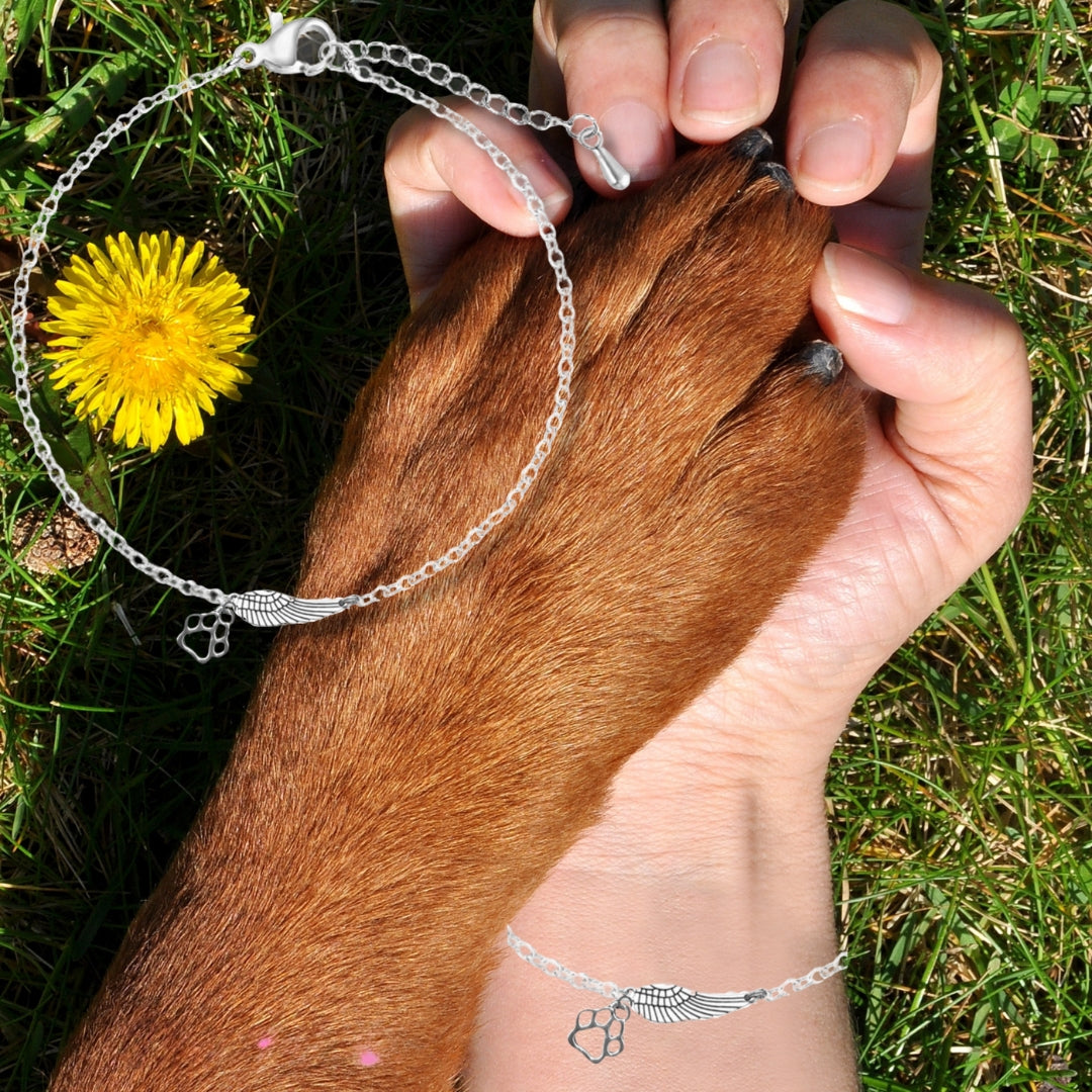 Bracelet Monument avec Cheveux d'ange et empreinte, fait à la main en or blanc
