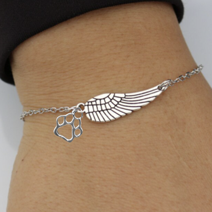 Bracelet Monument avec Cheveux d'ange et empreinte, fait à la main en or blanc