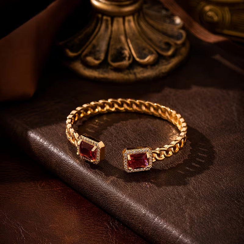 Bracelet ouvert Veloria rubis en or