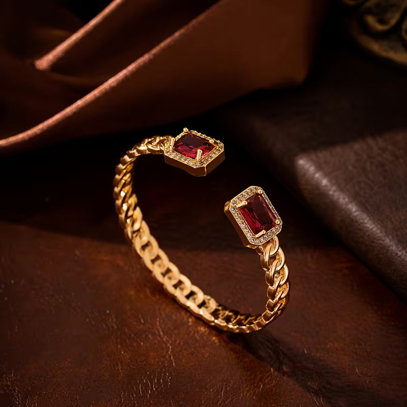 Bracelet ouvert Veloria rubis en or