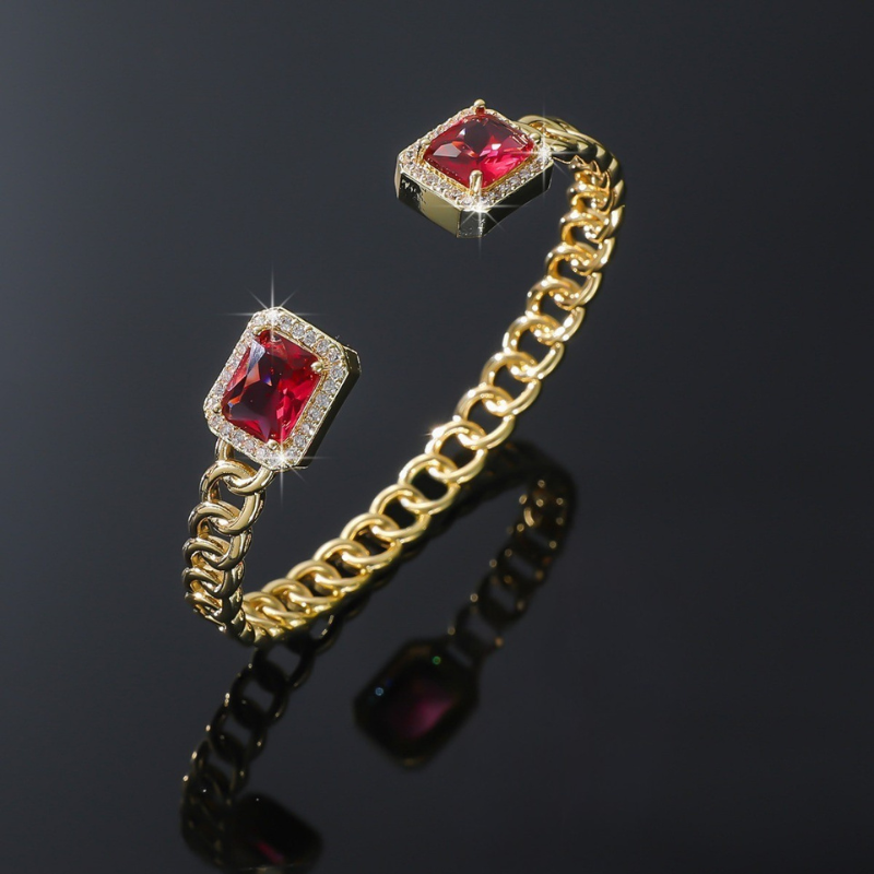 Bracelet ouvert Veloria rubis en or