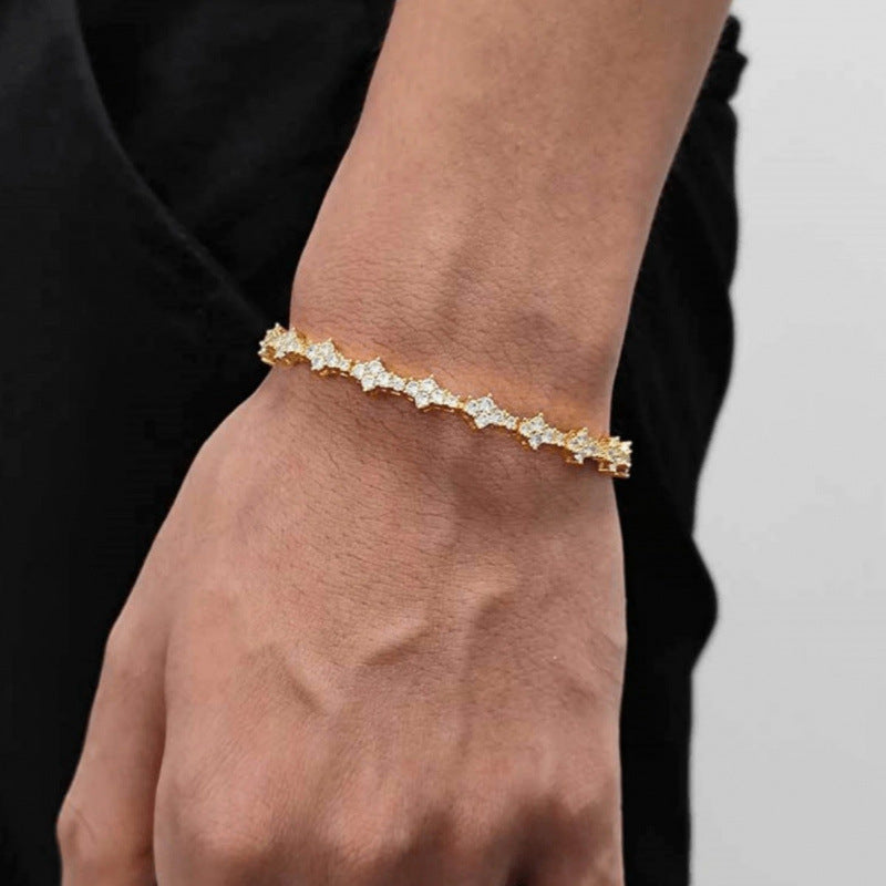 Bracelet tennis classique en grappe en or