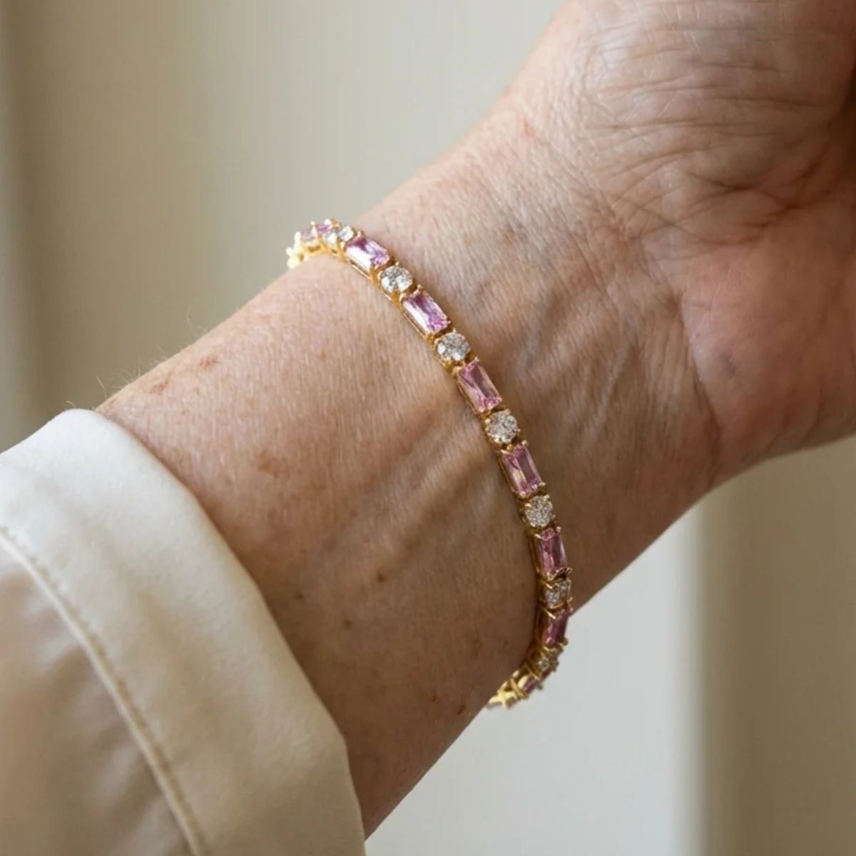 Bracelet tennis pivoine Étincelante en or