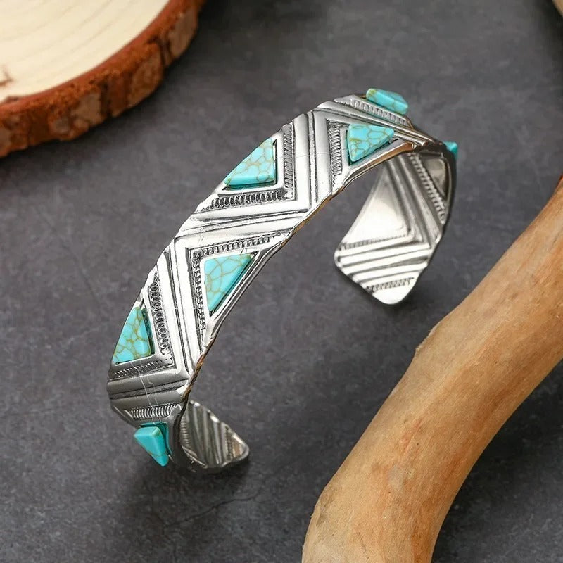Bracelet Tribal boho rétro avec turquoise en or