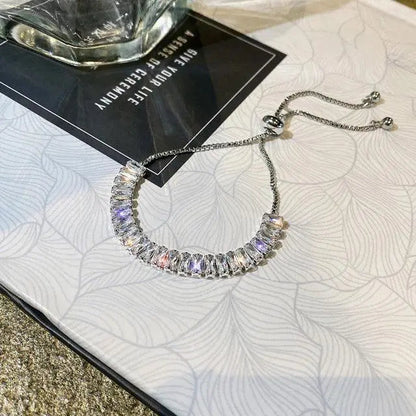 Bracelet ajustable en zirconium en or et en argent