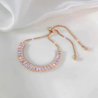 Bracelet ajustable en zirconium en or et en argent