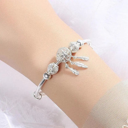 Bracelet attrape-rêves ajustable en argent
