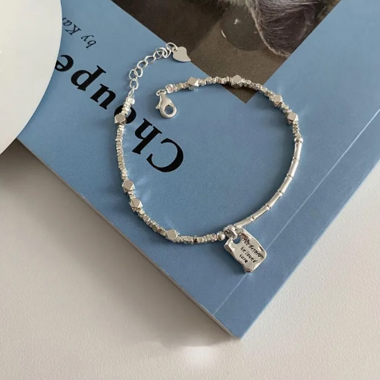 Bracelet carré amour or blanc en or blanc