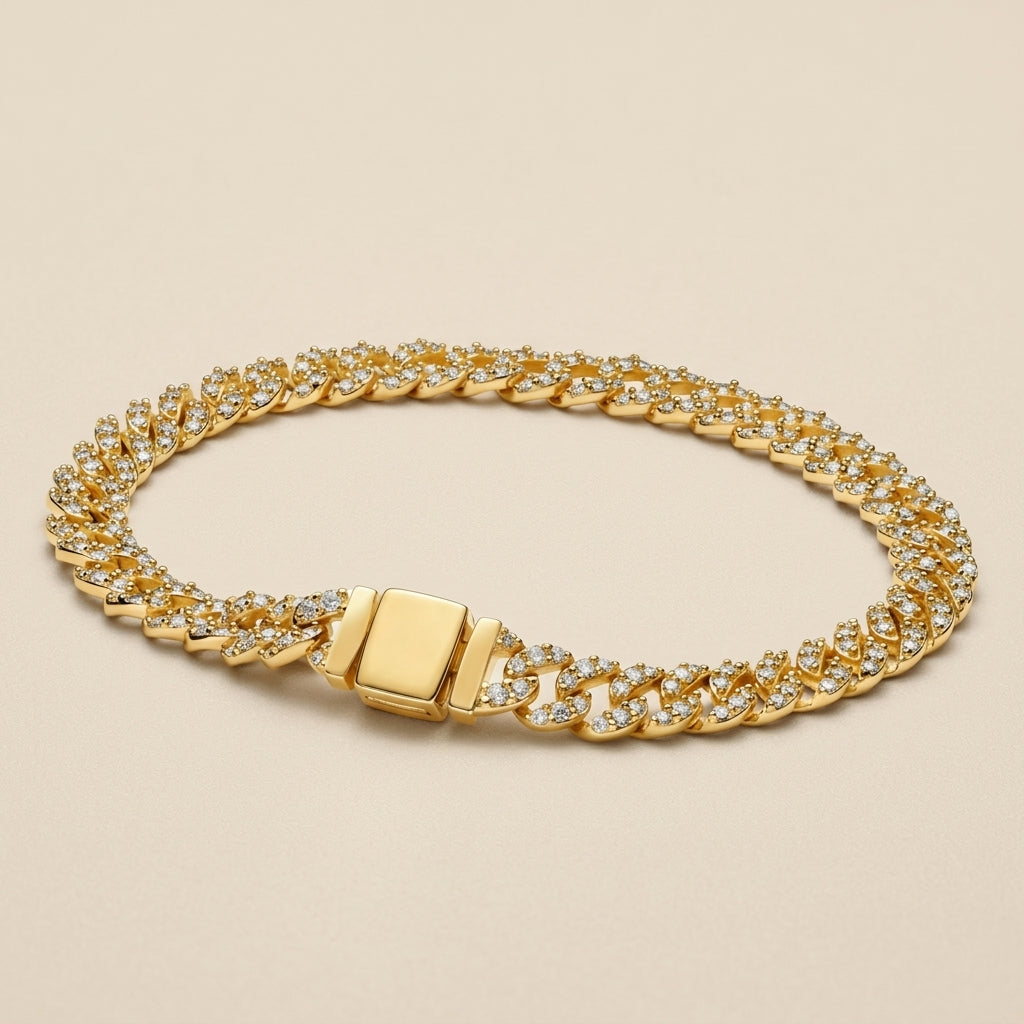 Bracelet cubain large en or