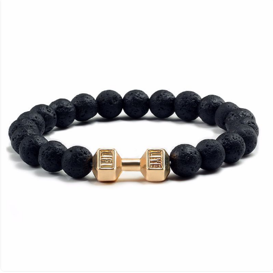 Bracelet d'aromathérapie avec pierres de lave en or