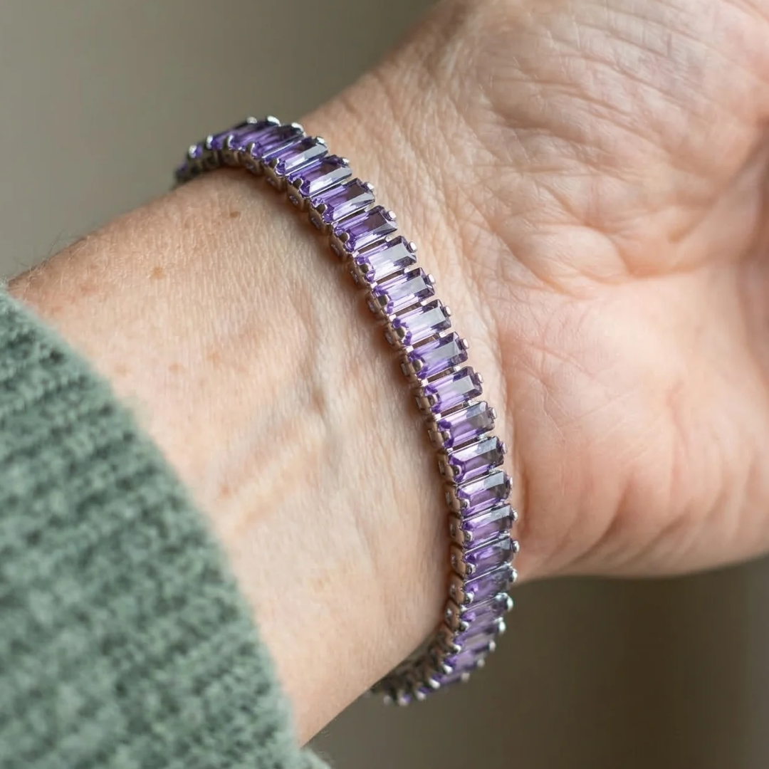 Bracelet de tennis améthyste Vertéa en or blanc
