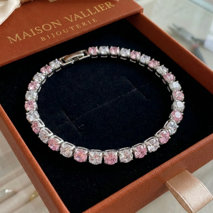 Bracelet de Tennis Duo en Saphir Rose | Or Blanc