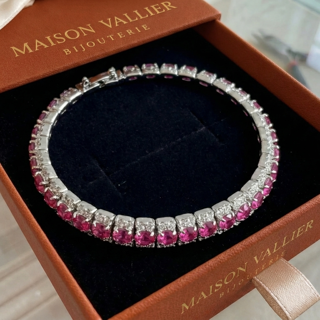 Bracelet de tennis éclat rosé en or blanc