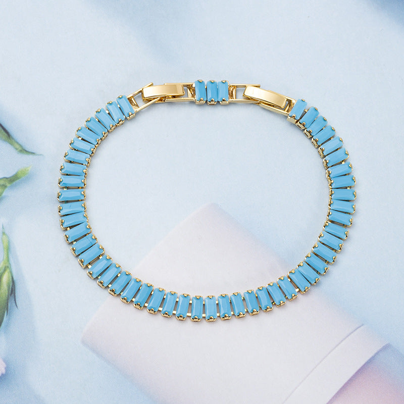 Bracelet de tennis Vertéa turquoise en or