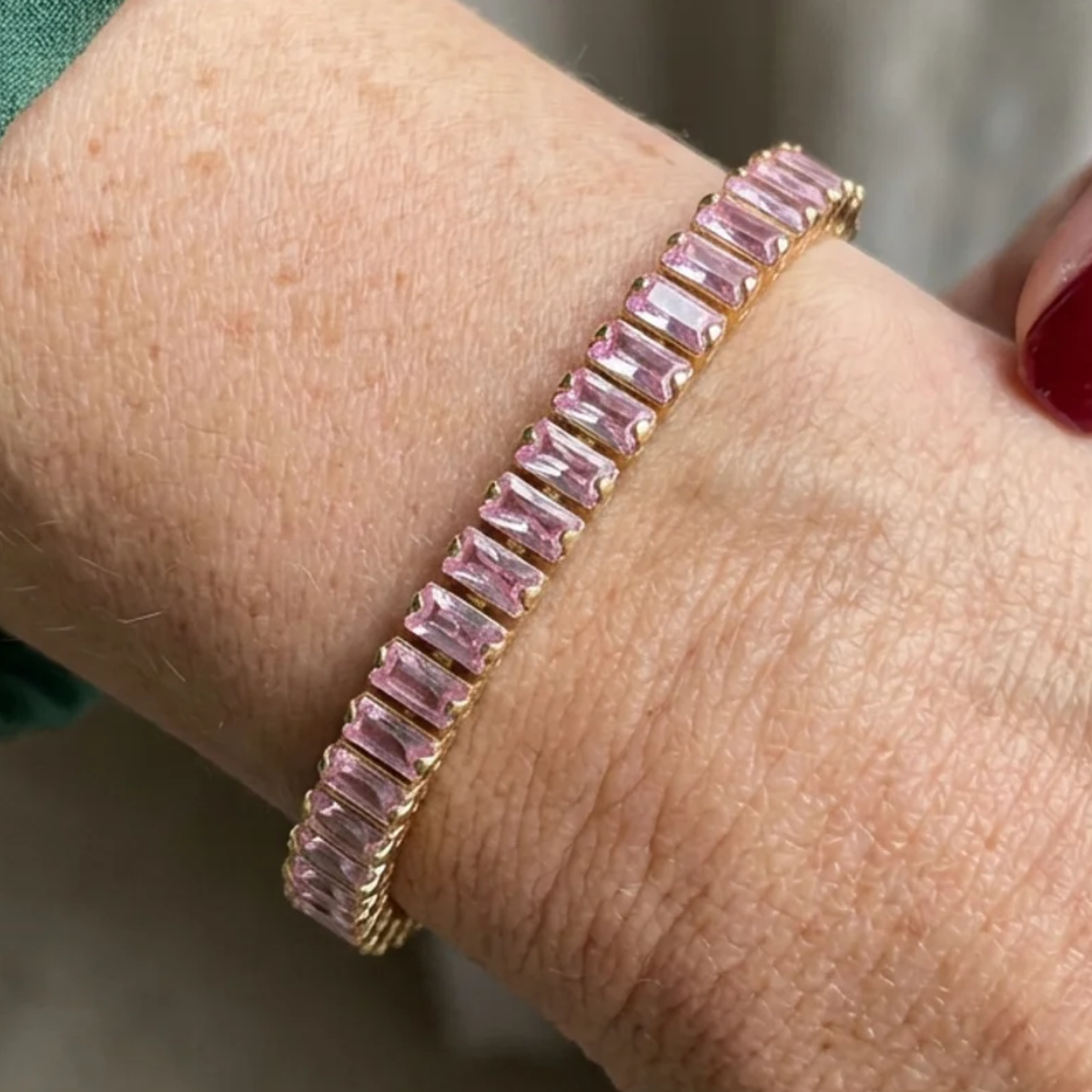 Bracelet de tennis Vertéa en saphir rose en or