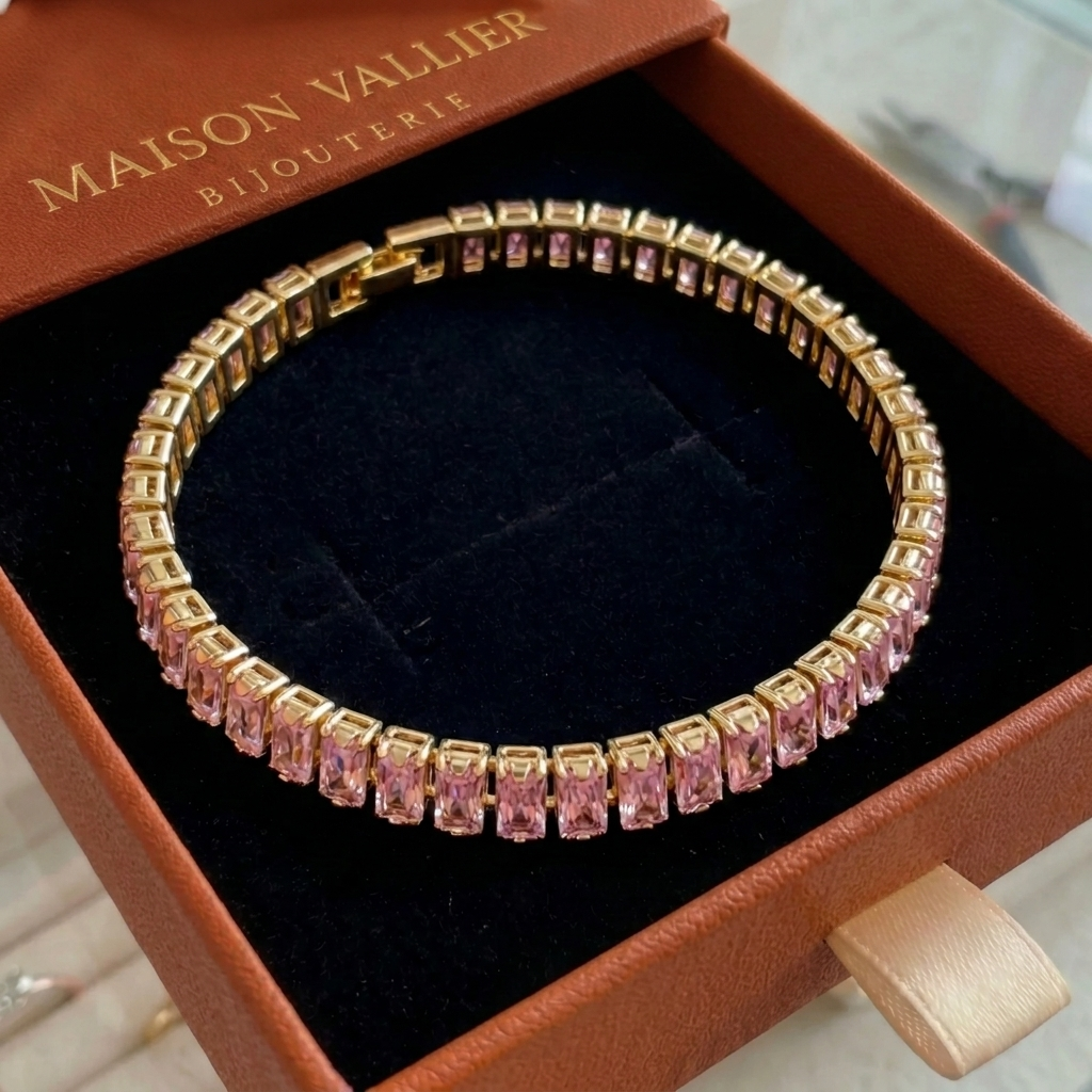 Bracelet de tennis Vertéa en saphir rose en or