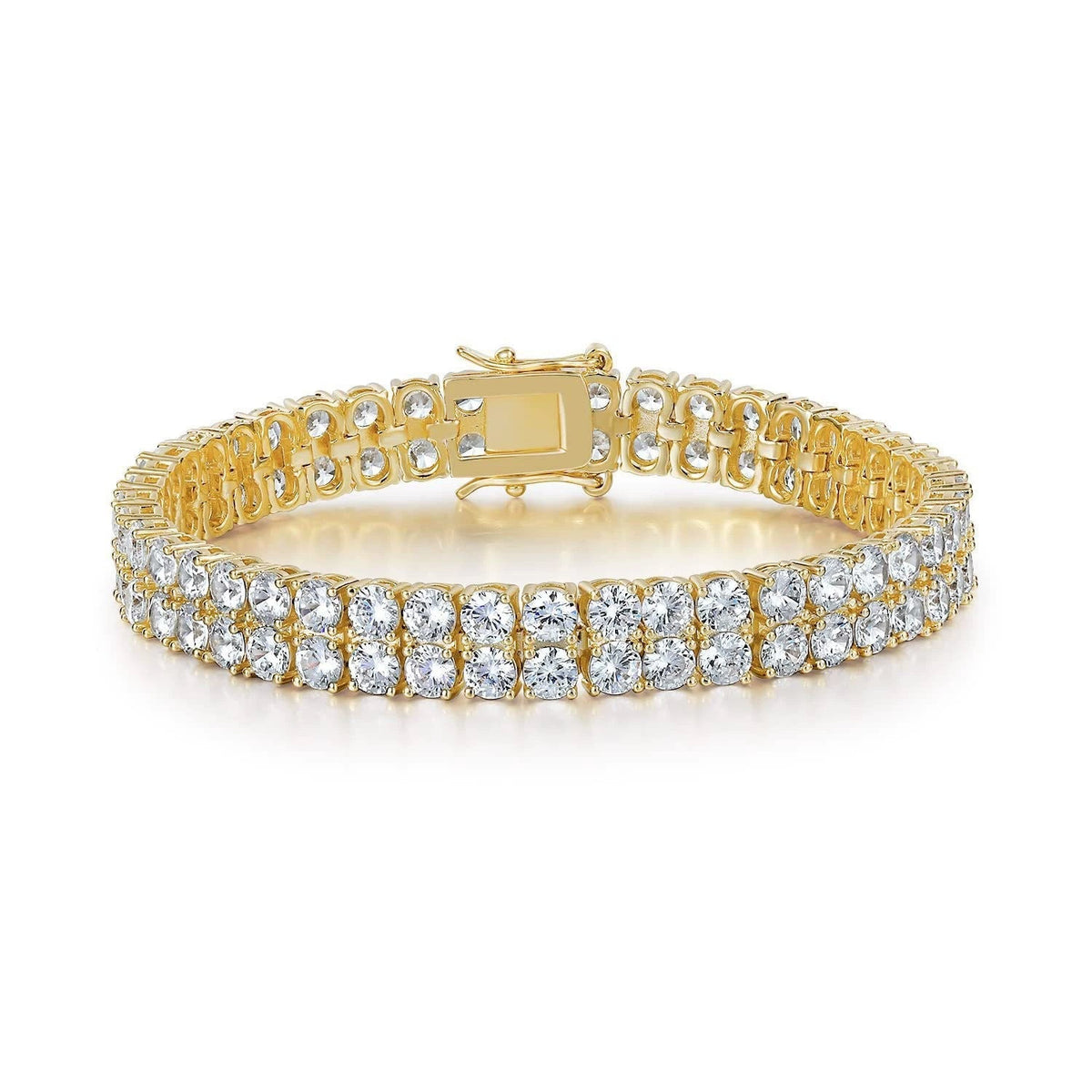 Bracelet de tennis à double rangée en or