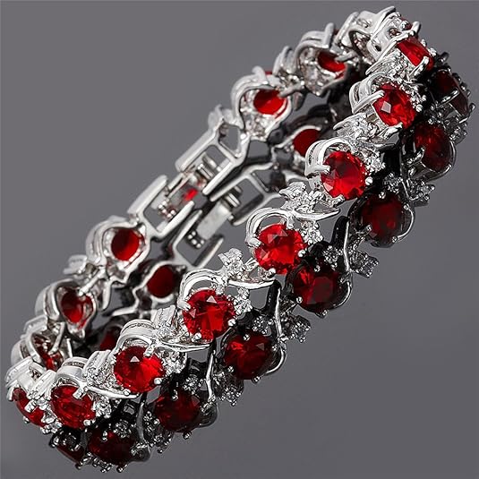 Bracelet de tennis en rubis en or blanc