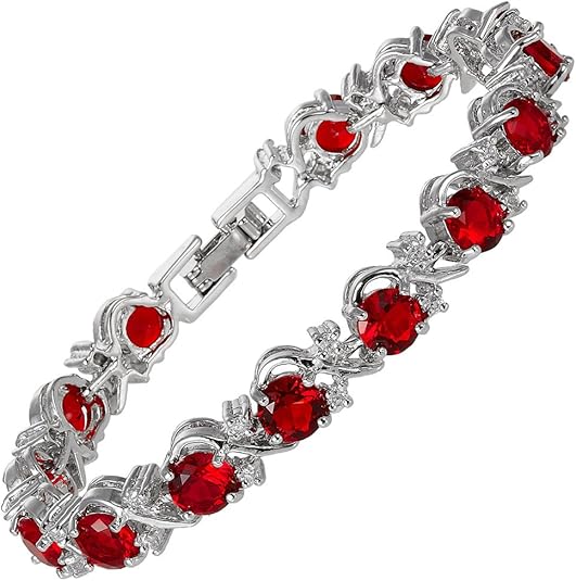 Bracelet de tennis en rubis en or blanc