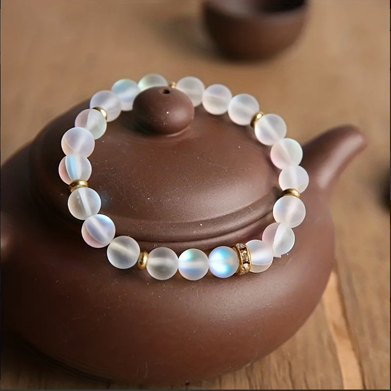 Bracelet de confiance avec des marguerites et de la pierre de lune en or