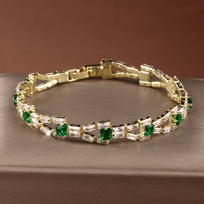 Bracelet de tennis Maillon Vert | Or