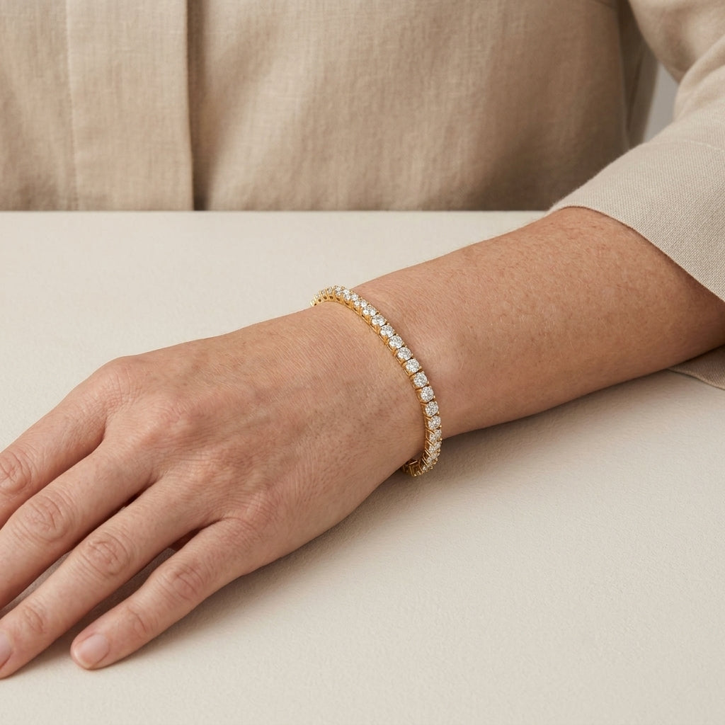 Bracelet de tennis fascinant avec des cristaux en or