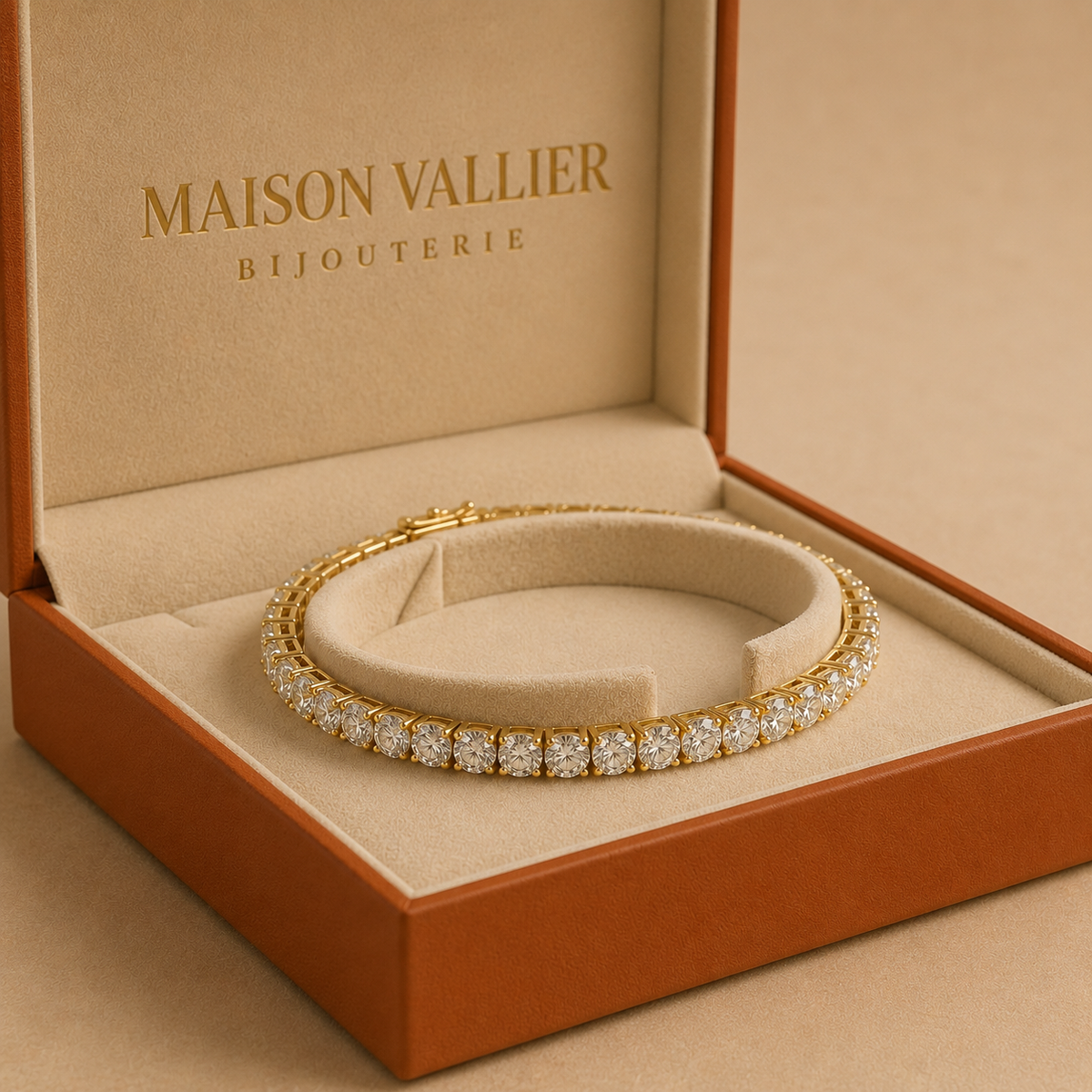 Bracelet de tennis fascinant avec des cristaux en or