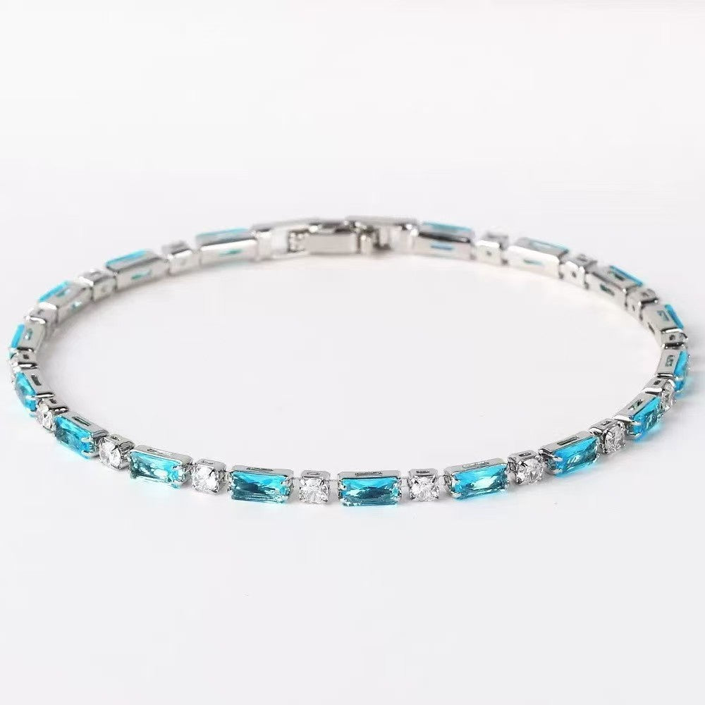 Bracelet en pierre turquoise naturelle en or blanc