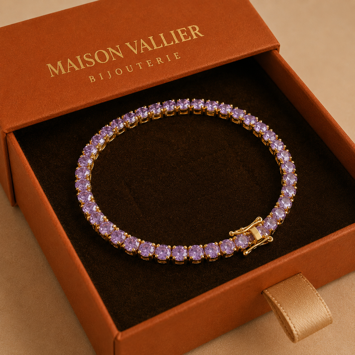 Bracelet en améthyste en or blanc