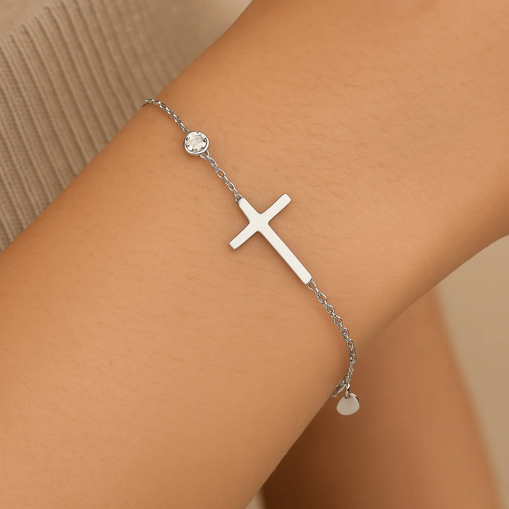 Bracelet "Foi" en or blanc