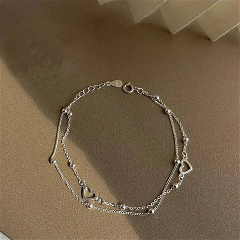 Bracelet en argent ajustable avec cœur