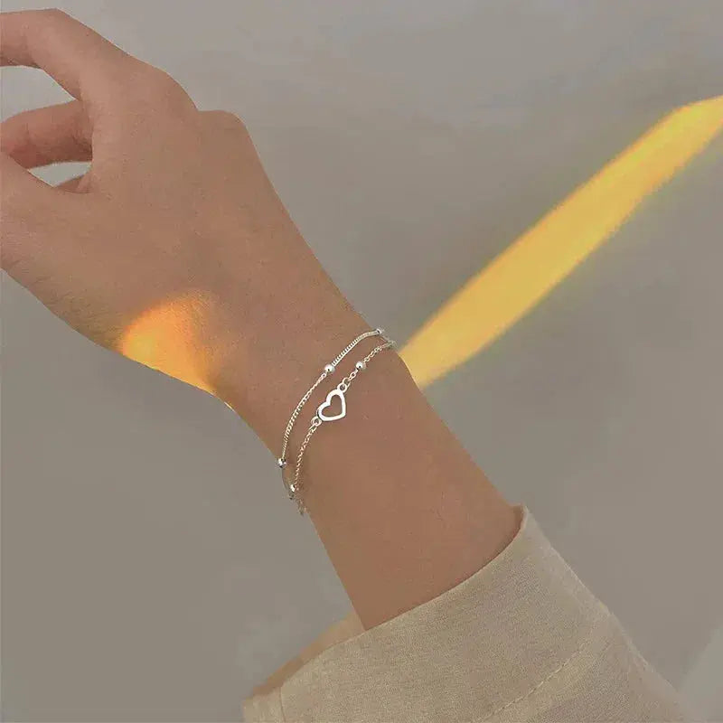 Bracelet en argent ajustable avec cœur