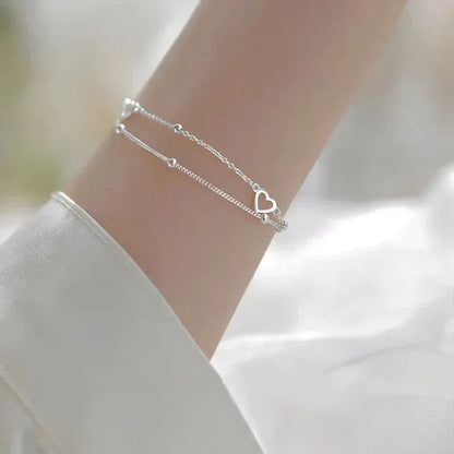 Bracelet en argent ajustable avec cœur
