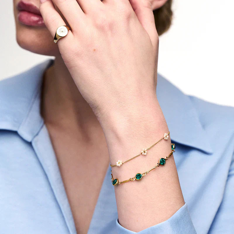 Bracelet en chaîne émeraude en or