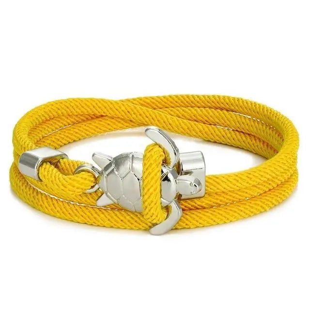 Bracelet fait main avec tortue de mer en or