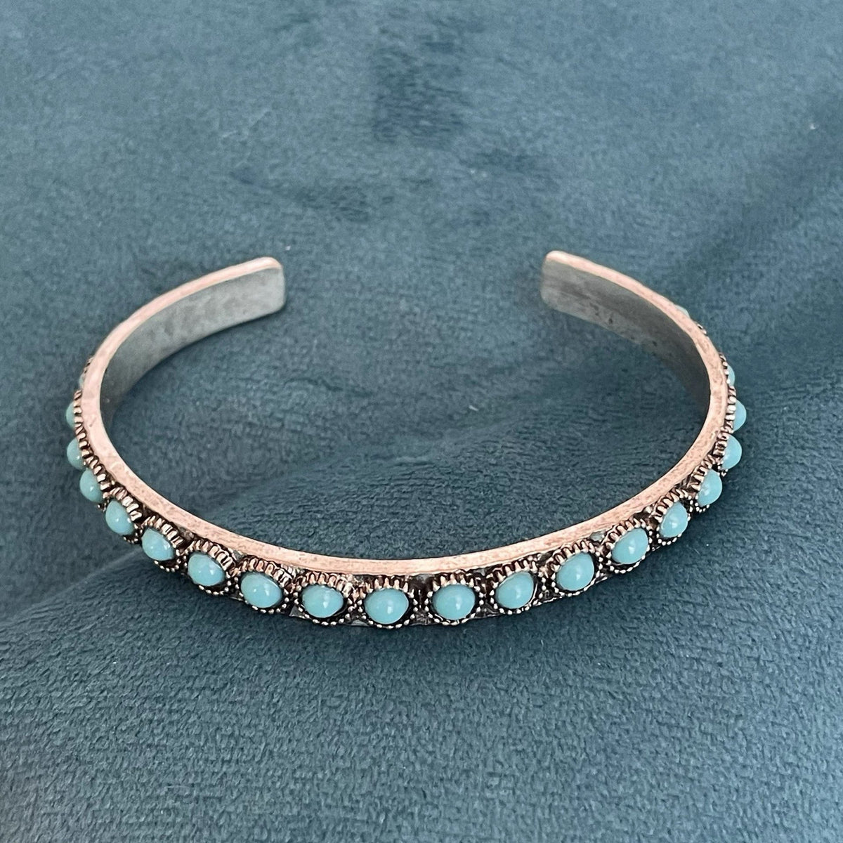 Bracelet ouvert Talisse turquoise en or blanc