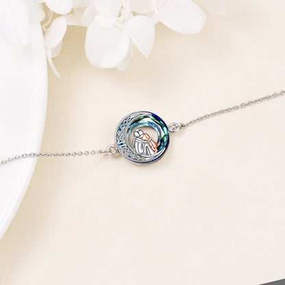 Bracelet réglable avec pendentif en forme de chien en argent