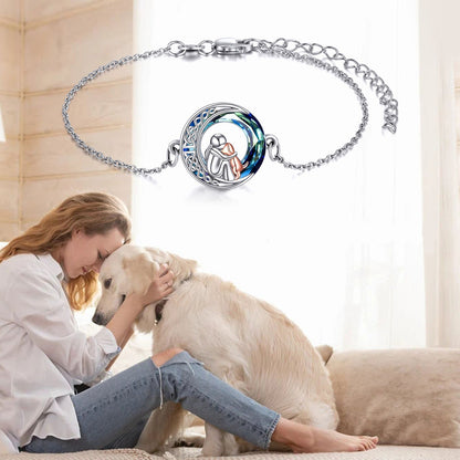 Bracelet réglable avec pendentif en forme de chien en argent