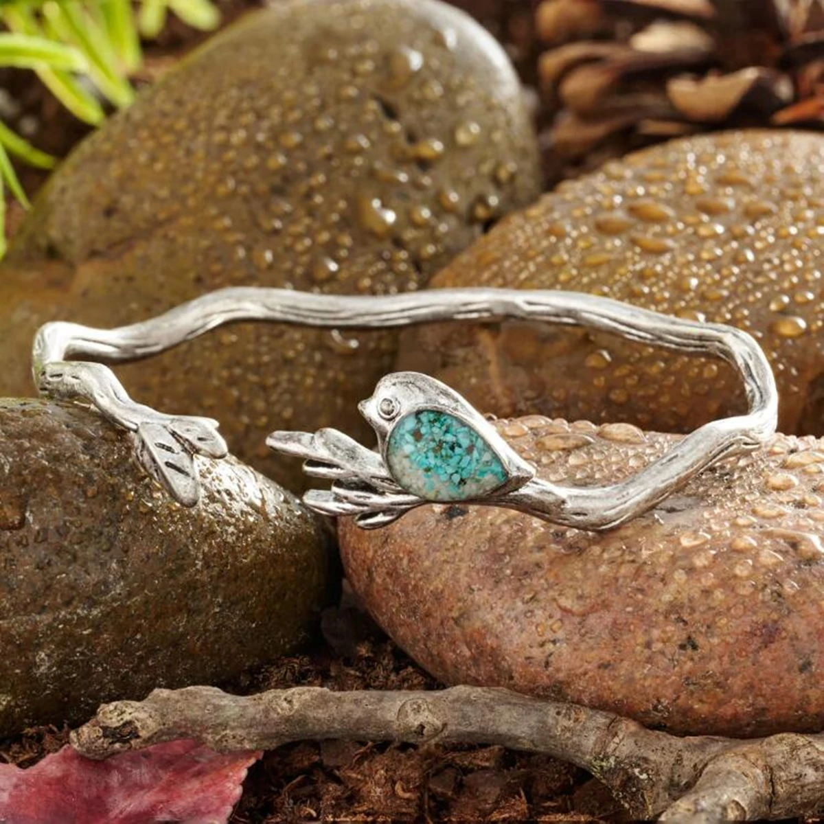 Bracelet rétro « petit oiseau » en or