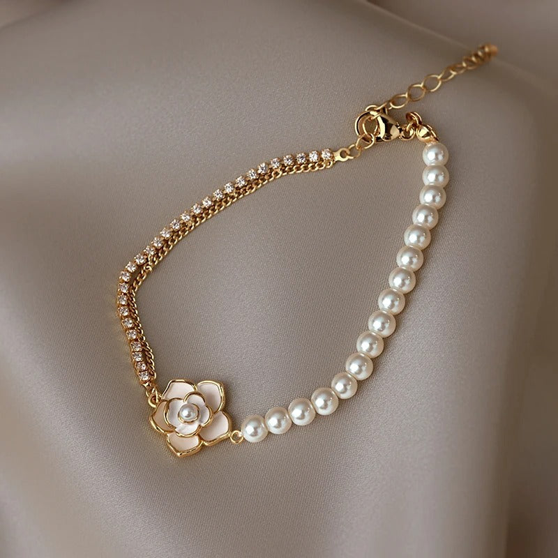 Bracelet victorien avec fleurs, marguerites et or en or