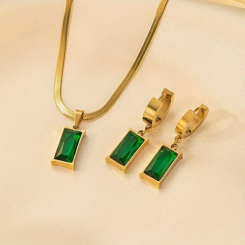 Collection complète de bijoux Lina émeraude en or
