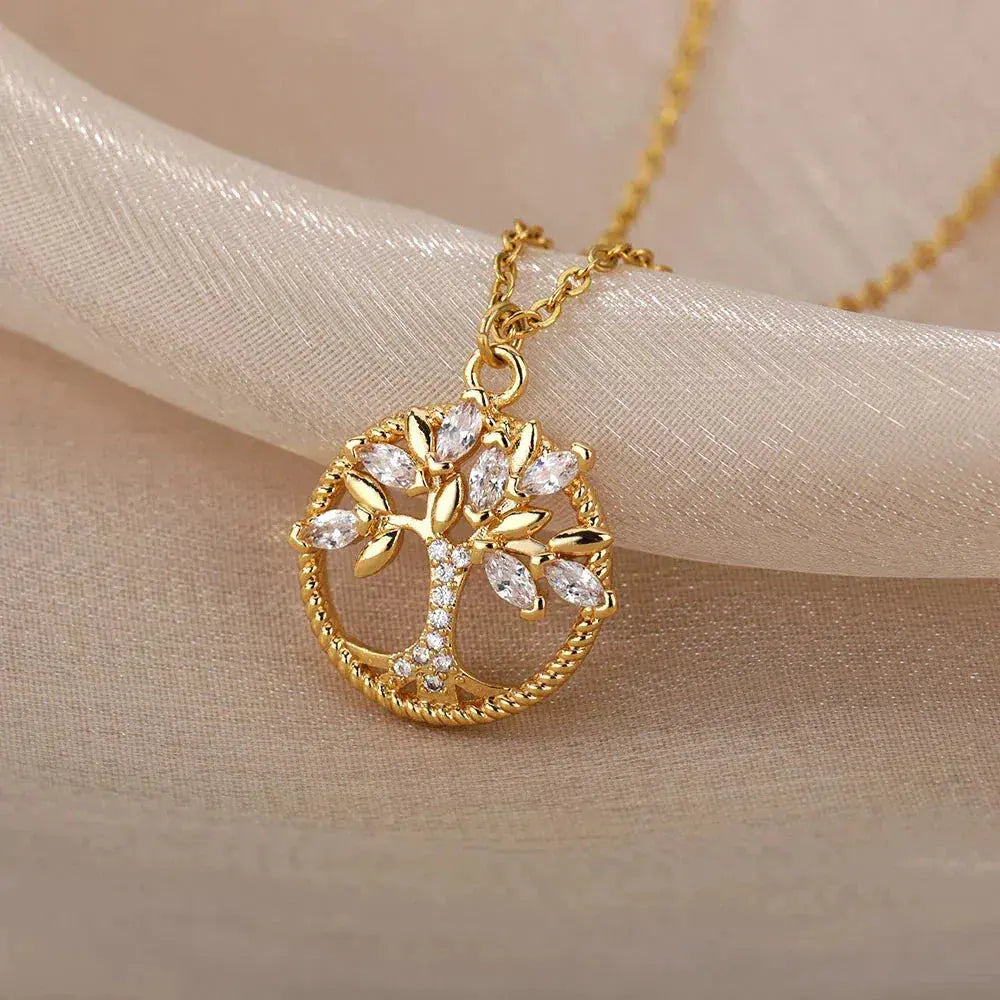 Collier arbre de vie à brillants en or