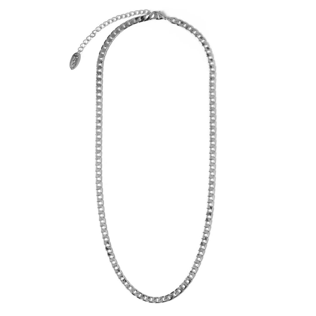 Collier chaîne à maillons Plat en or blanc