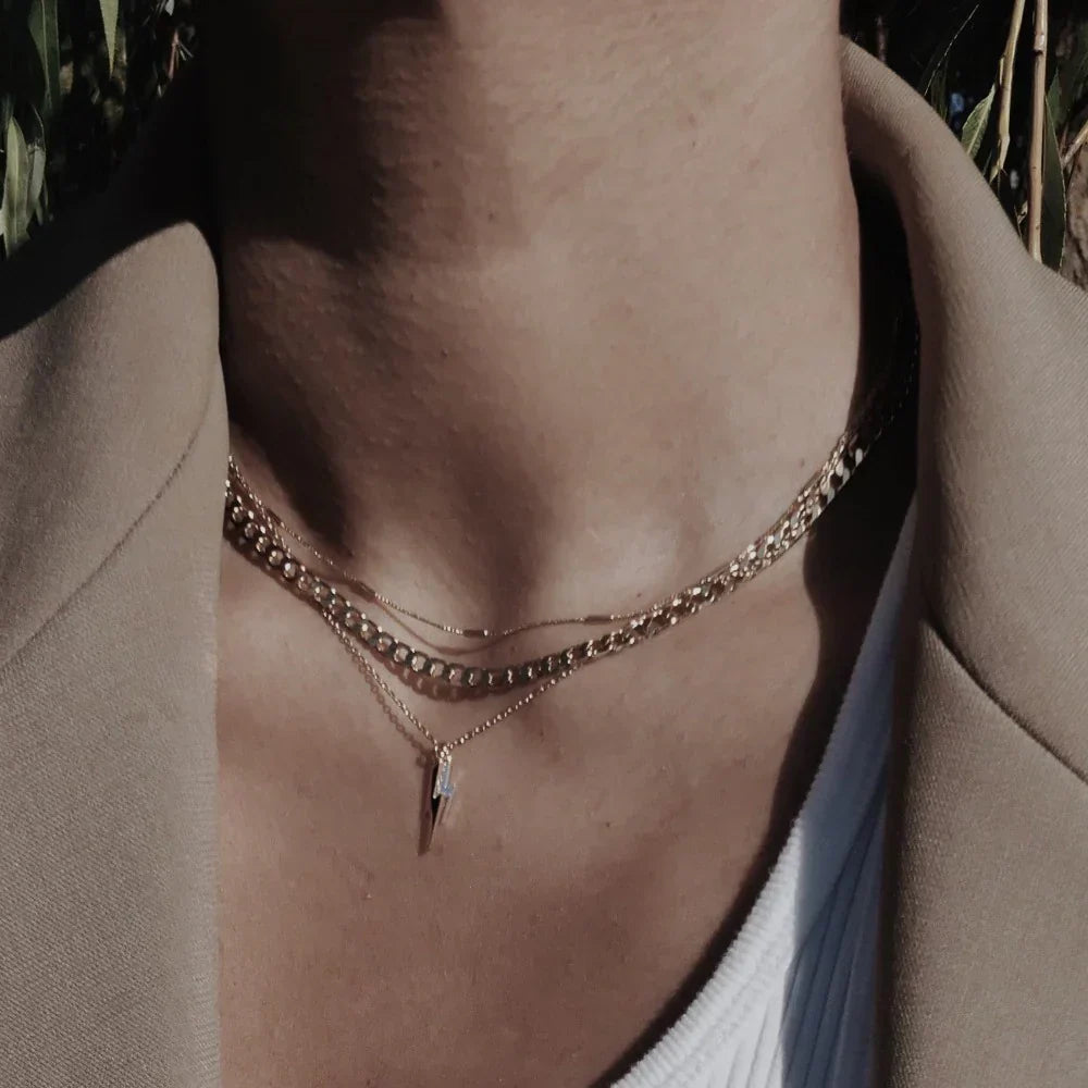 Collier chaîne à maillons Plat en or blanc