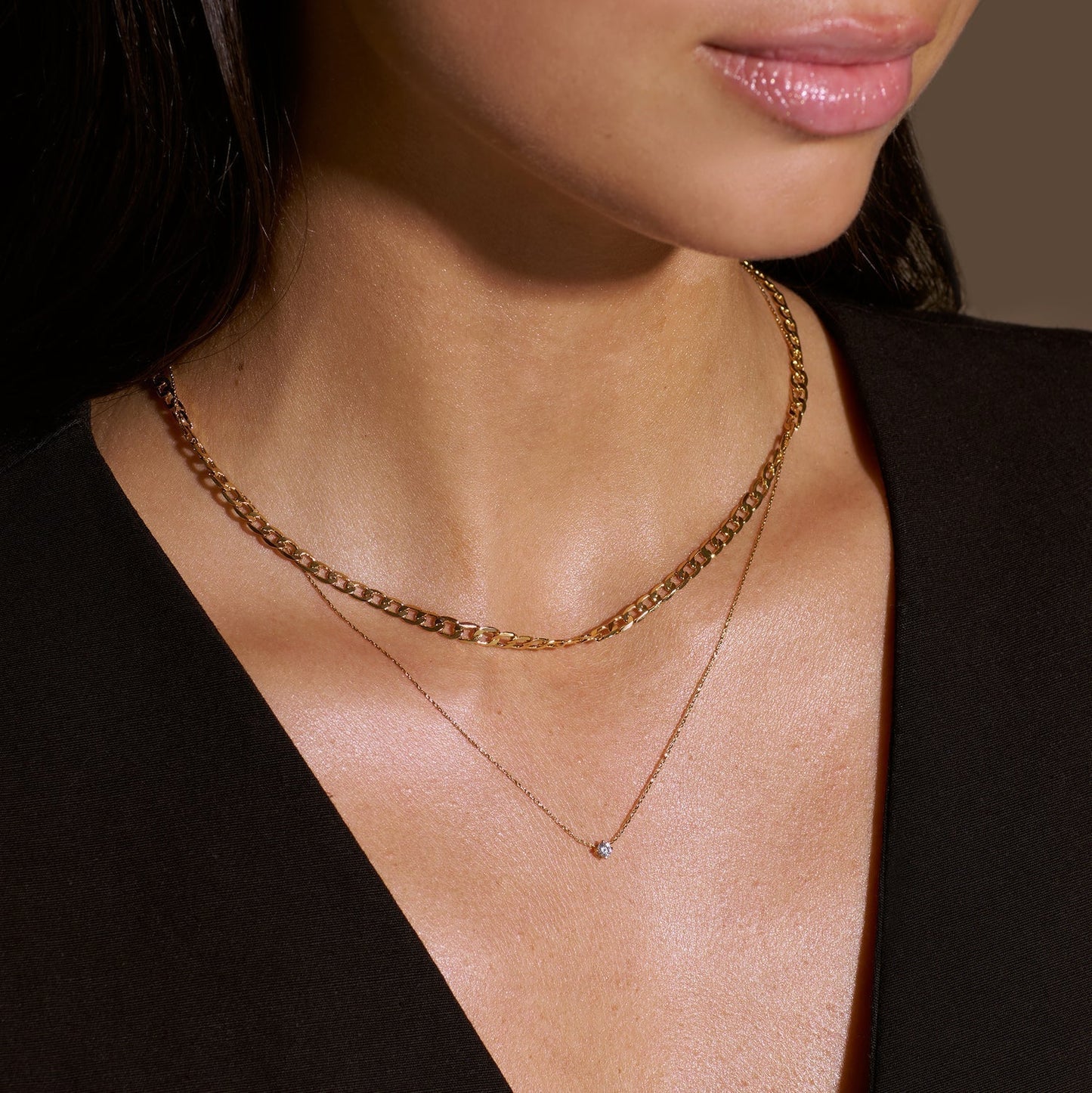 Collier Chaîne à Maillons Plat | Or Blanc