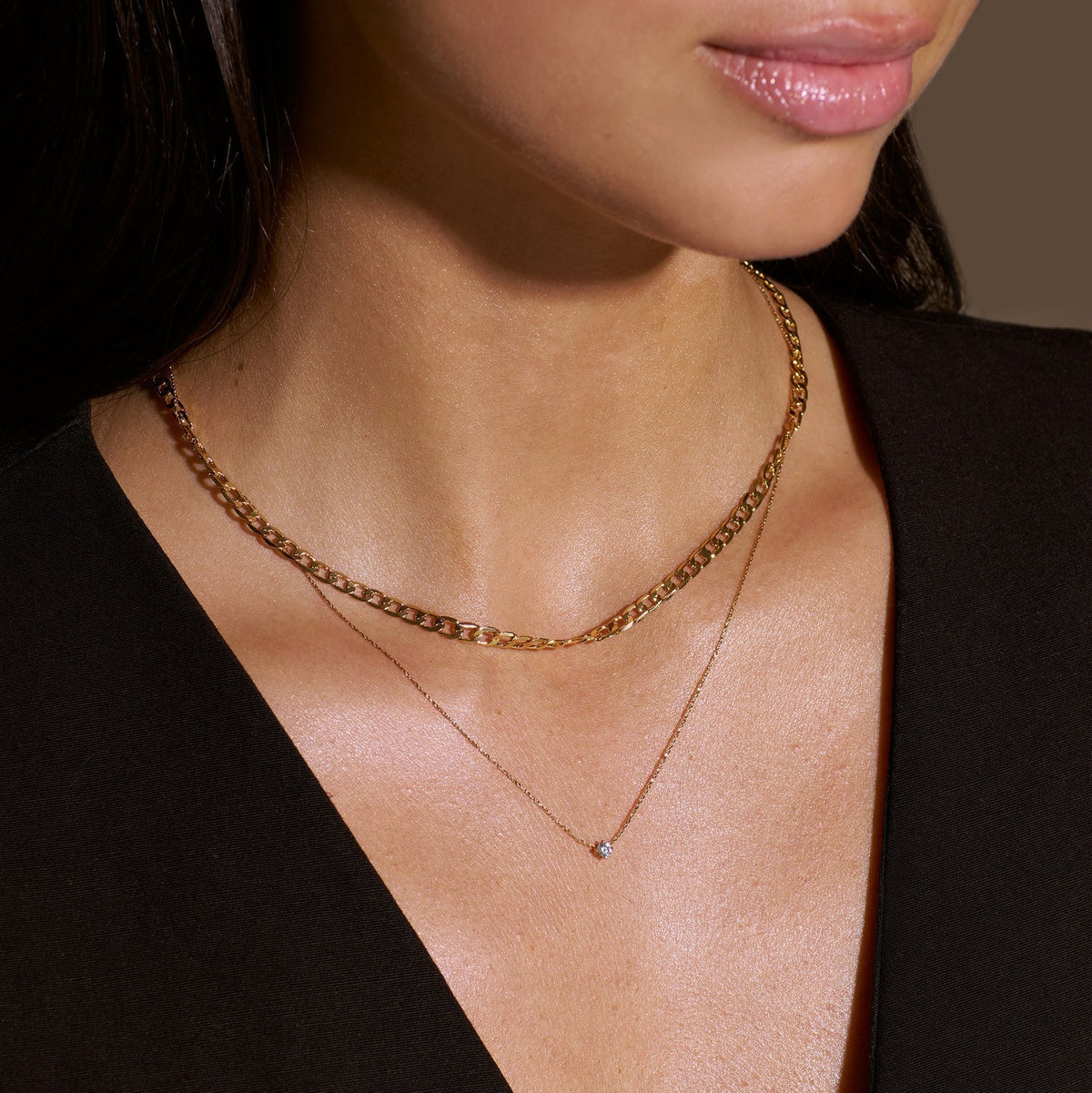 Collier chaîne à maillons Plat en or blanc