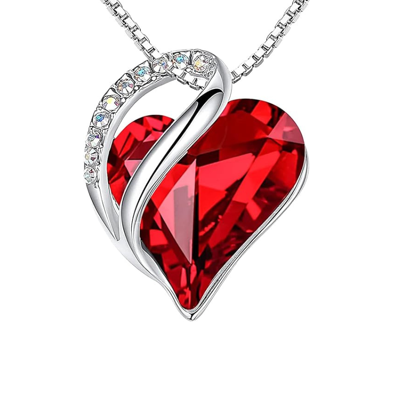 Collier cœur infini en rubis en or blanc