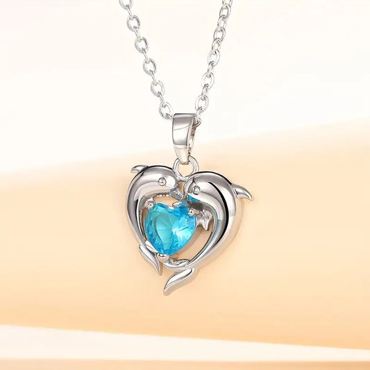 Collier Cœur Océan Jumeaux | Or Blanc