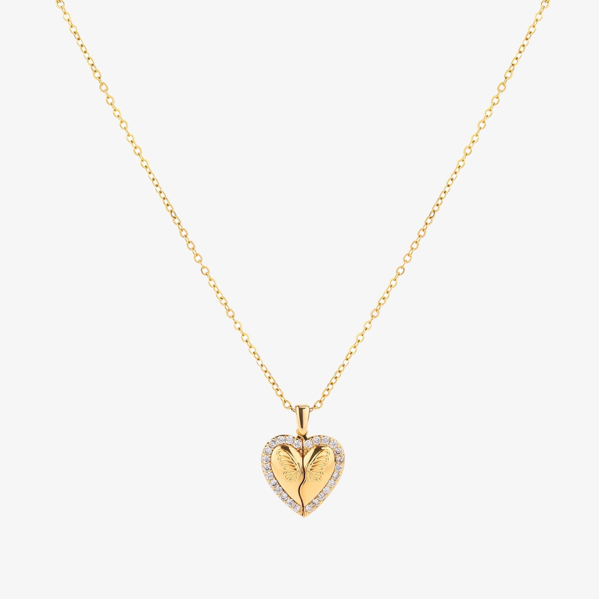 Collier cœur papillon en or