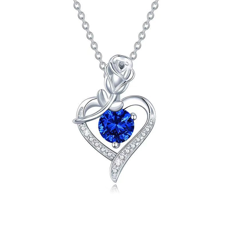 Collier cœur en saphir rose en or blanc